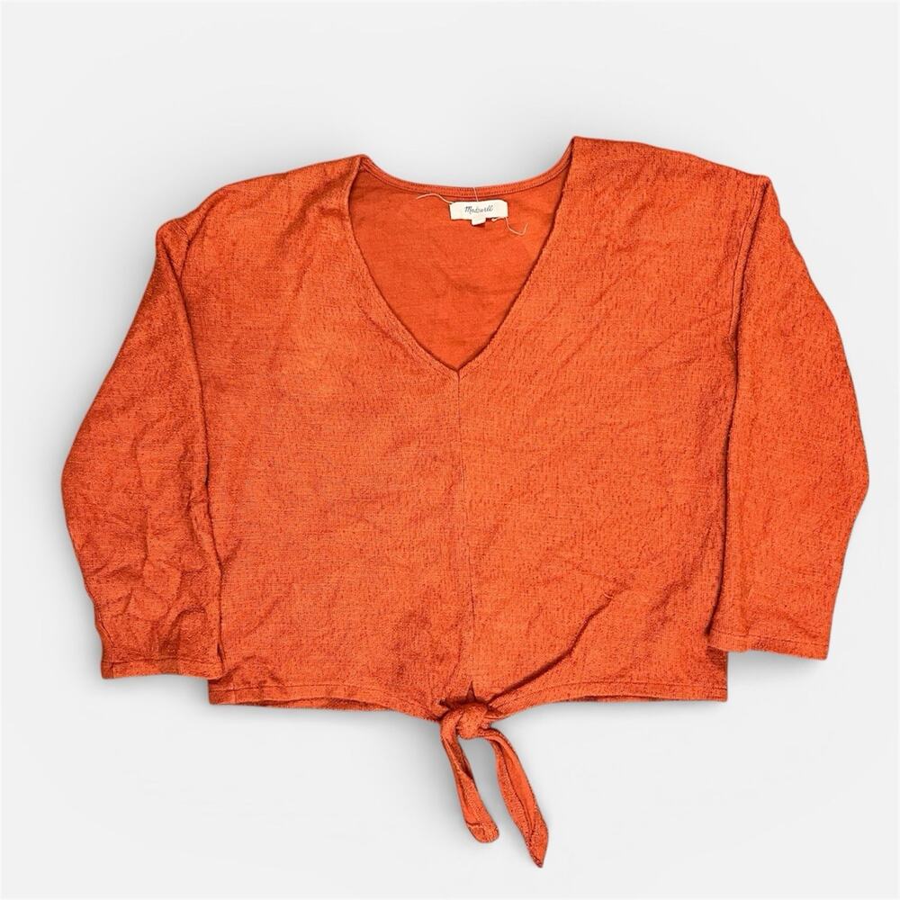 Madewell Texture & Thread Burnt Orange Tie Front Crop Top Womens Small